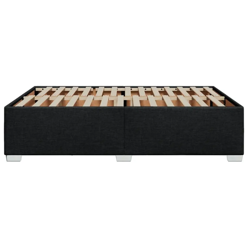 Black Upholstered Double Bed Frame with Slat Support Sturdy Construction for Bedroom