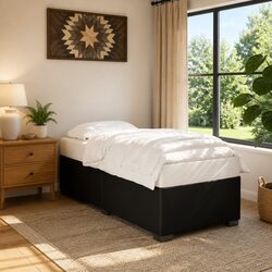 Black Faux Leather Bed Frame 90x190 cm with Slatted Base
