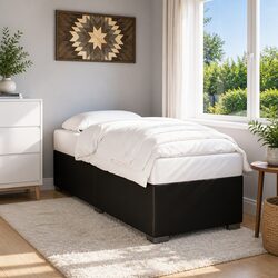 Black Faux Leather King Single Bed Frame with Slats
