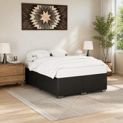 Double Bed Frame in Black Faux Leather with Slat Support