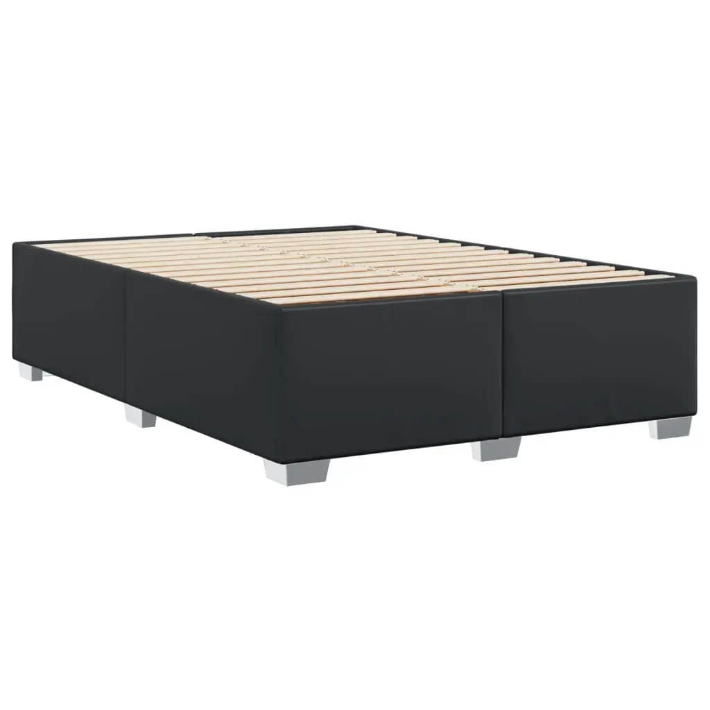 Double Bed Frame Black Faux Leather Slat Support Bedroom Furniture