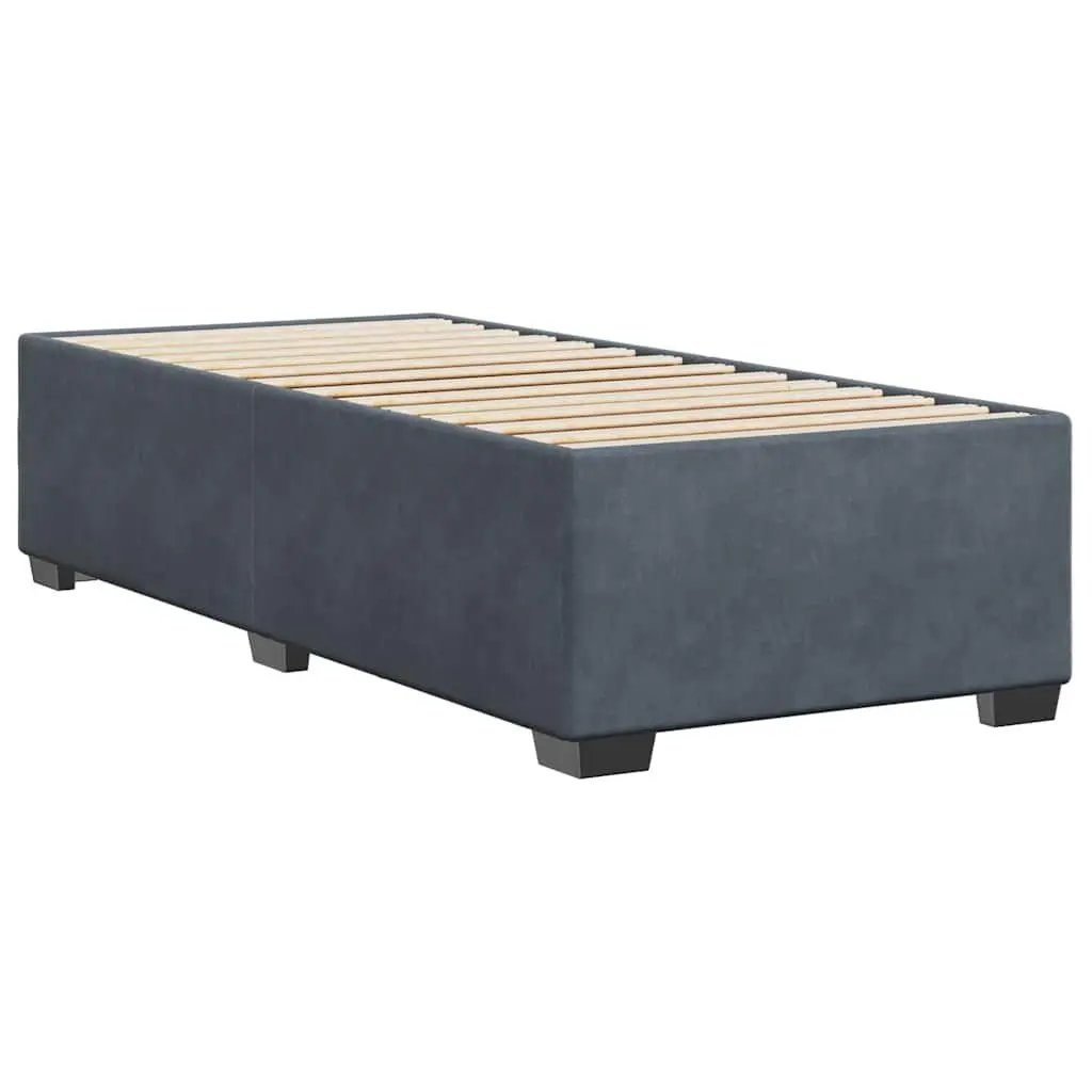 Bed Frame Velvet Upholstery Grey 90x190 cm Slatted Base