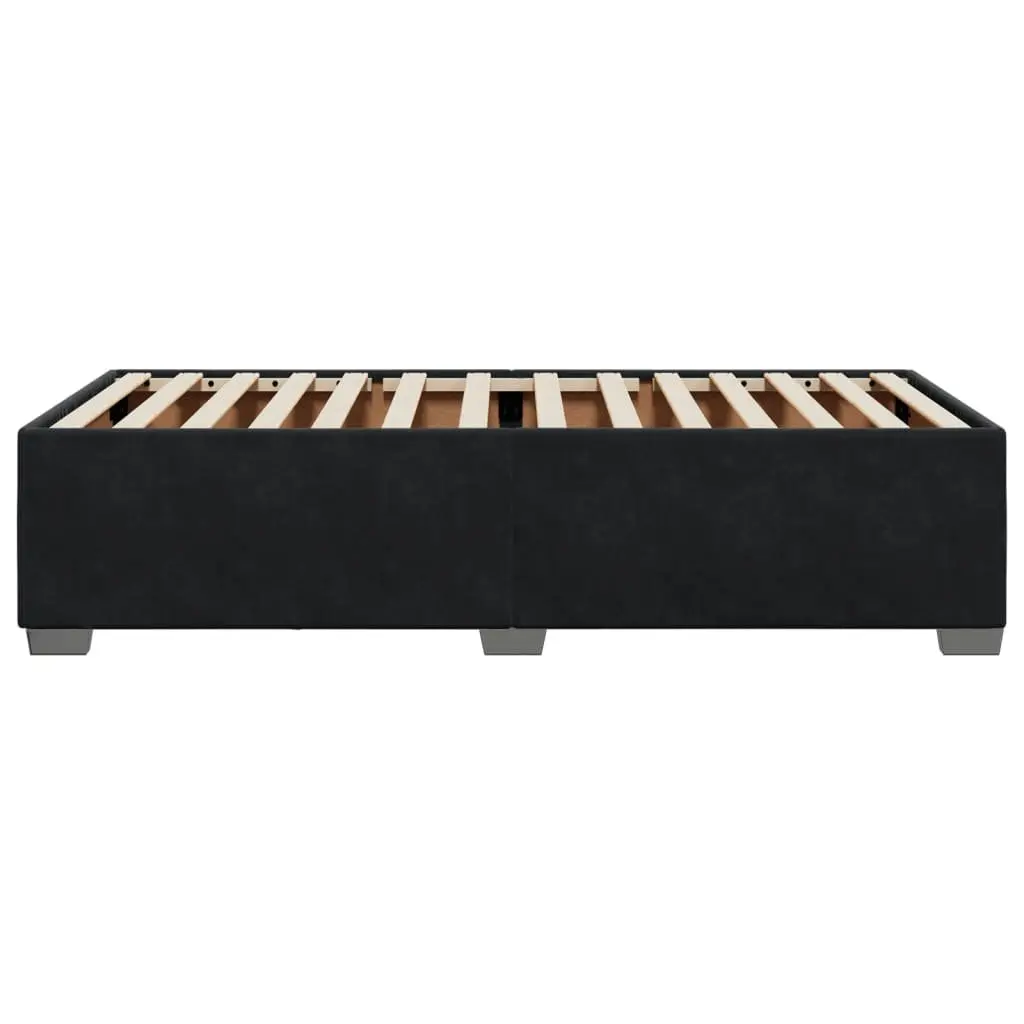 Bed Frame Velvet Black King Single Size with Integrated Slats Support