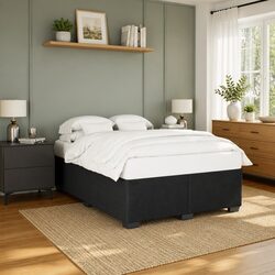 Double Bed Frame in Black Velvet with Sturdy Feet