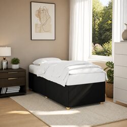 Black Fabric Bed Frame 90x190 cm with Slatted Base