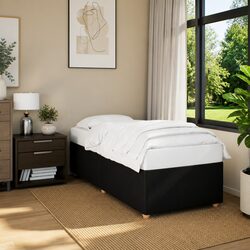 90x190 cm Bed Frame in Black Fabric with Slat Base