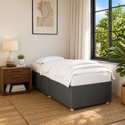 Grey Fabric King Single Bed Frame with Sturdy Slats
