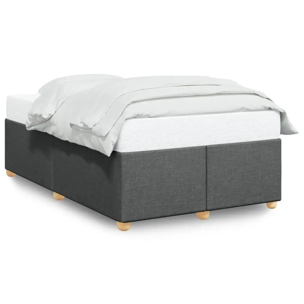 Double Bed Frame Upholstered Grey Fabric Slat Support