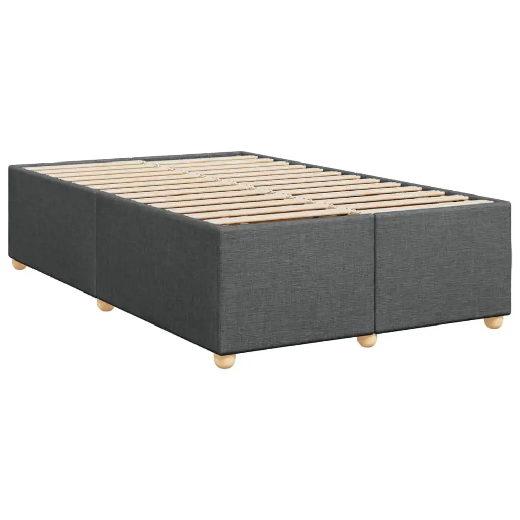 Double Bed Frame Upholstered Grey Fabric Slat Support