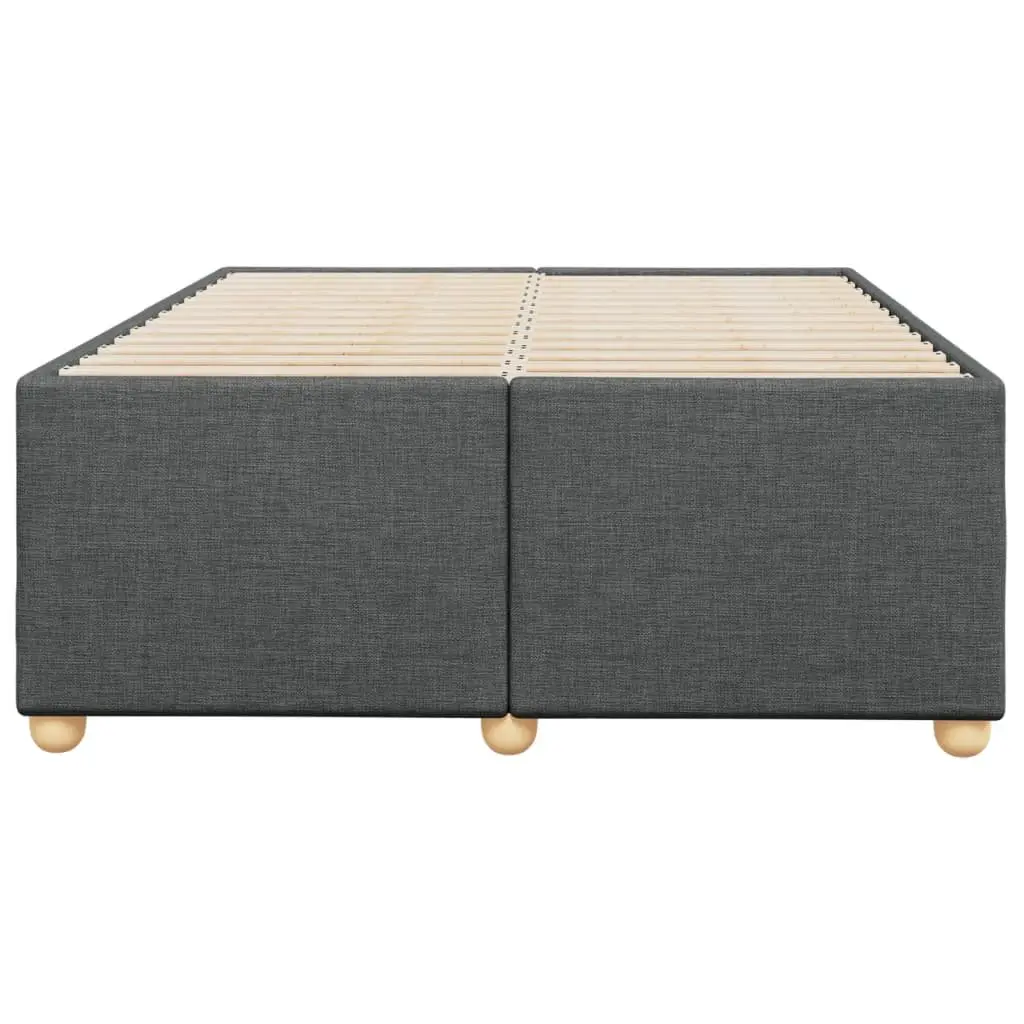 Double Bed Frame Upholstered Grey Fabric Slat Support