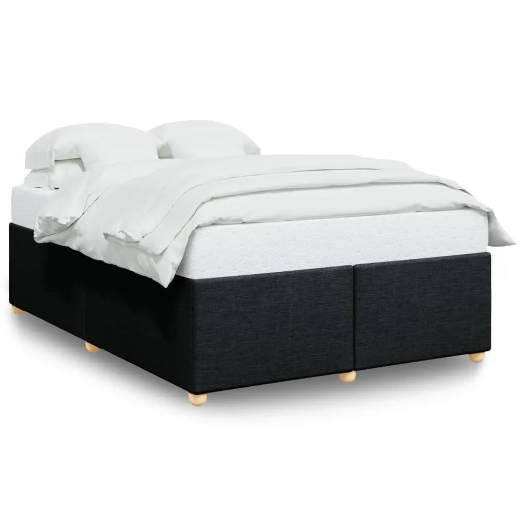 Queen Bed Frame Soft Fabric Upholstered Slatted Black