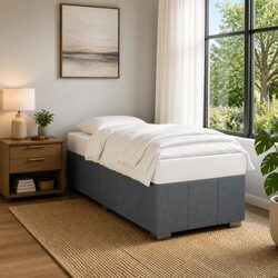 Fabric Bed Frame Grey 90x190 cm with Slats Support