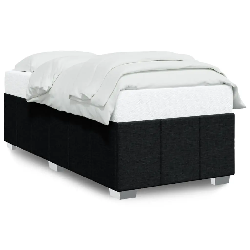 Black Fabric Bed Frame 90x190cm Slatted Base Support for Breathability and Stability