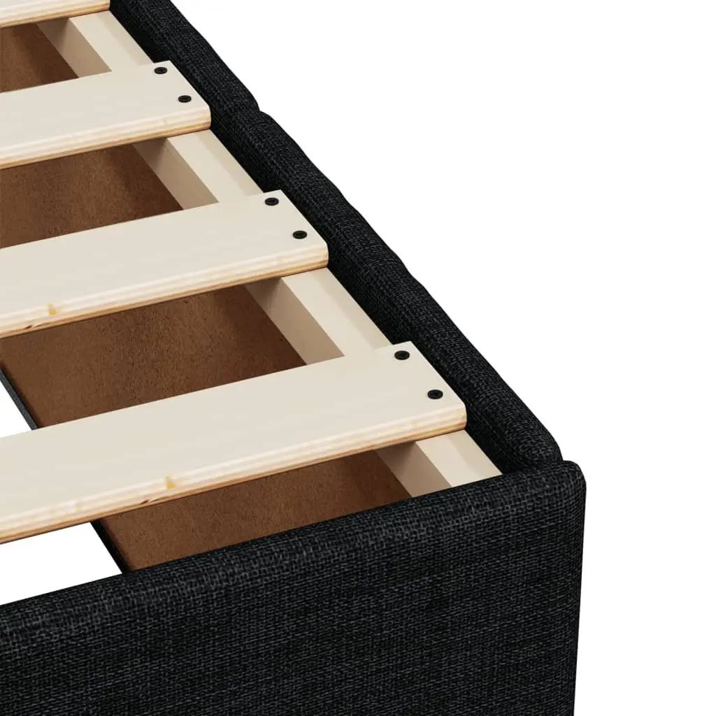 Bed Frame Upholstered Slatted Base 90x190 cm Black