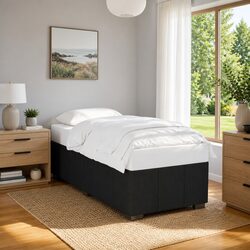 Black King Single Bed Frame with Polyester Upholstery