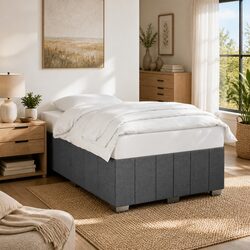 Double Bed Frame in Grey Fabric with Slat Support