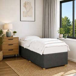 Grey Bed Frame 90x190 cm with Slatted Base