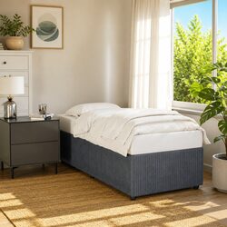 Grey Velvet Bed Frame 90x190 cm Slatted Base Details