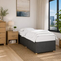 King Single Bed Frame in Grey Velvet Fabric with Slats