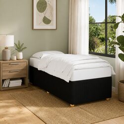 Black Velvet King Single Bed Frame with Slats Support