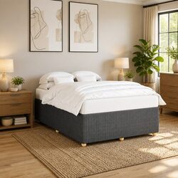 Double Bed Frame with Grey Velvet Upholstery