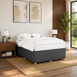 Queen Bed Frame in Grey Velvet with Slat Support