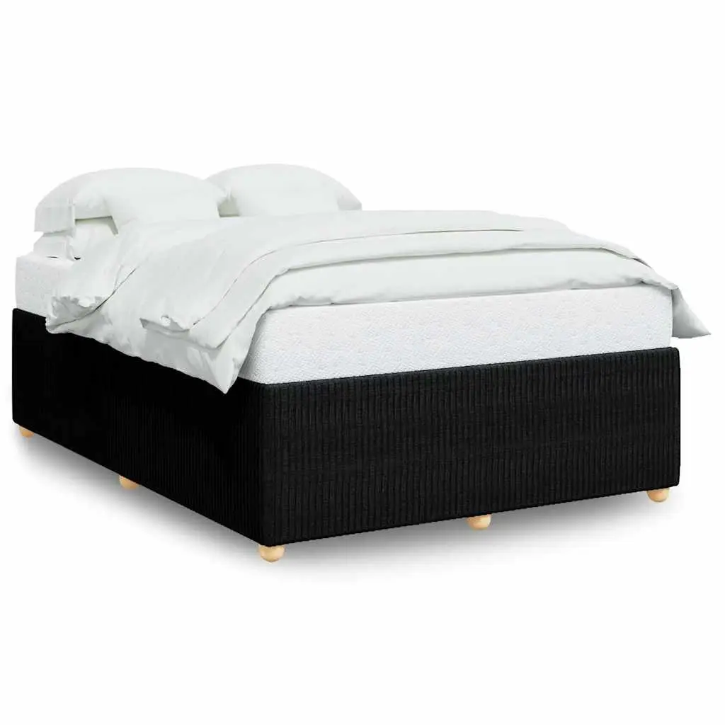 Queen Bed Frame Velvet Fabric Black Slats Support