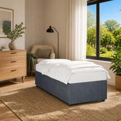 90x190 cm Grey Velvet Bed Frame with Slatted Base