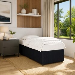 90x190 cm Black Velvet Bed Frame with Slatted Base