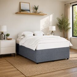 Upholstered Double Bed Frame in Grey Velvet