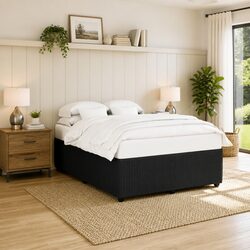 Double Bed Frame in Black Velvet with Slats