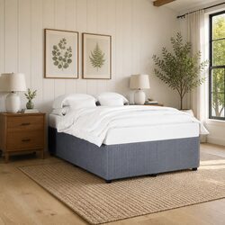 Grey Velvet Upholstered Queen Bed Frame with Slats