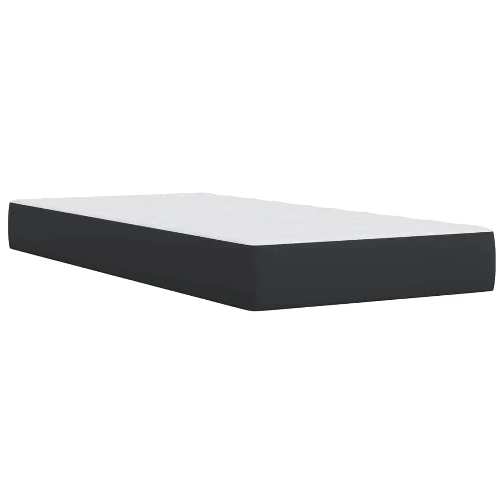 Box Spring Bed with Pocket Spring Mattress King Single Black Faux Leather Frame