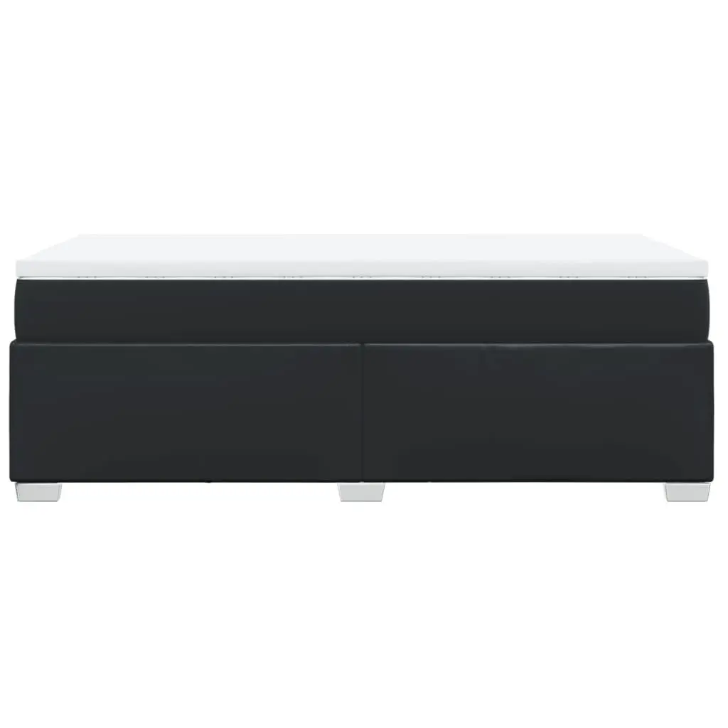 Box Spring Bed with Pocket Spring Mattress King Single Black Faux Leather Frame
