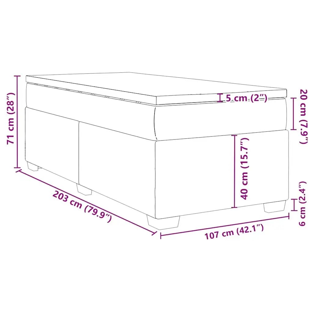 Box Spring Bed with Pocket Spring Mattress King Single Velvet Grey Bedroom