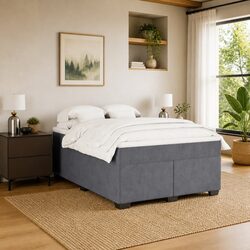 Box Spring Bed with Pocket Spring Mattress in Grey Velvet