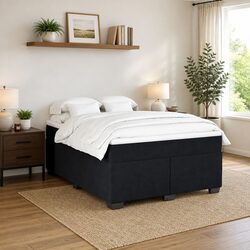 Box Spring Bed with Pocket Spring Mattress in Grey Velvet