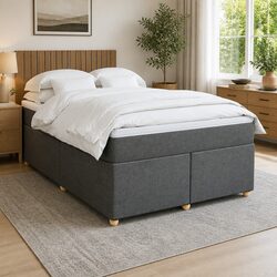 Double Box Spring Bed with Pocket Spring Mattress and Fabric Frame
