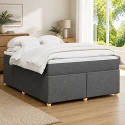 Queen Box Spring Bed with Pocket Spring Mattress in Grey Fabric