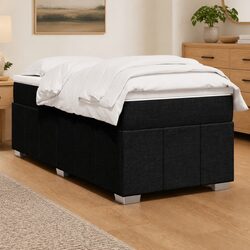 King Single Pocket Spring Bed with Mattress in Black Fabric