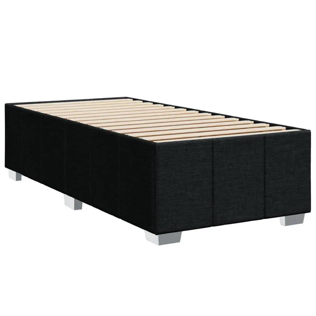 King Single Bed Frame with Pocket Spring Mattress and Slatted Base Black Fabric