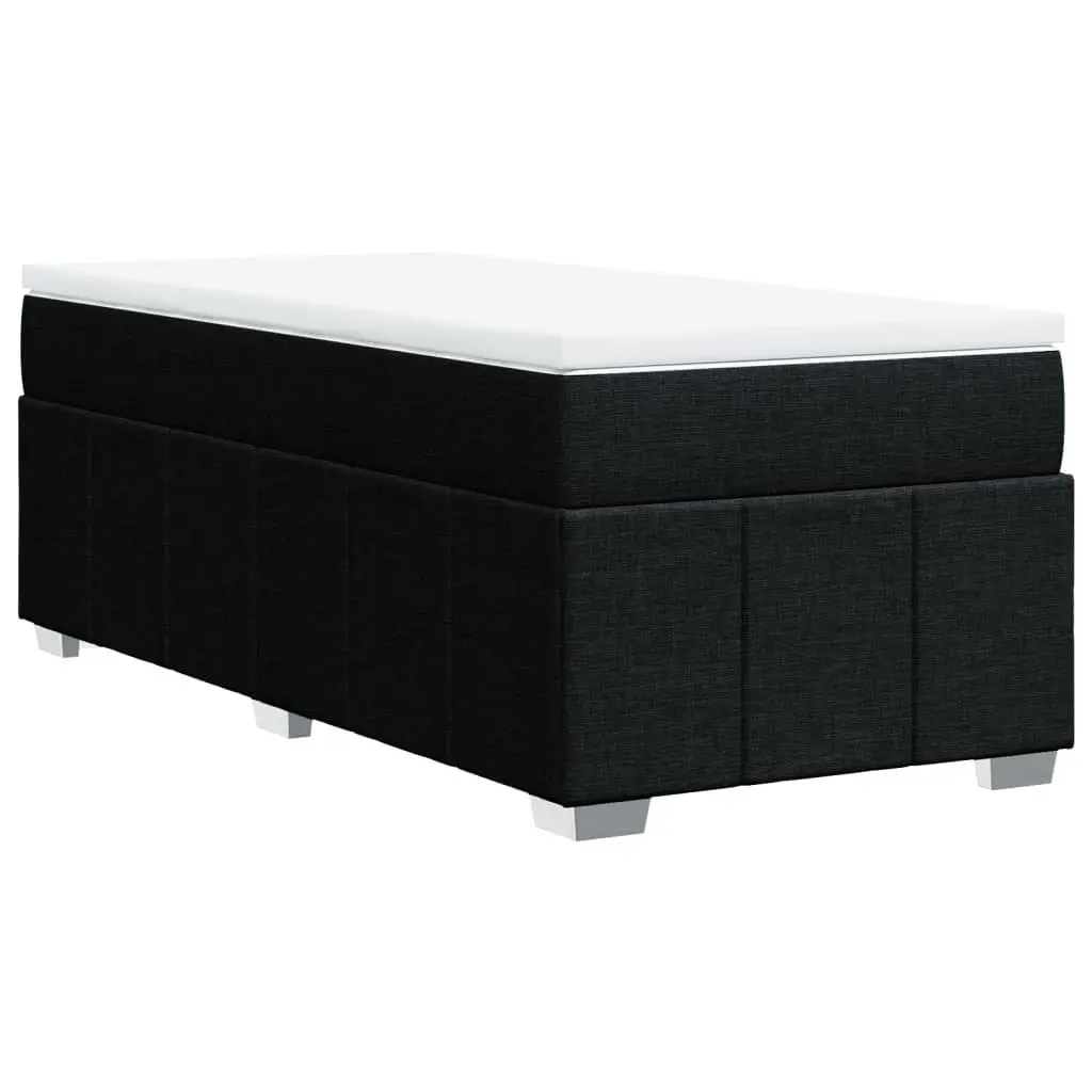 King Single Bed Frame with Pocket Spring Mattress and Slatted Base Black Fabric