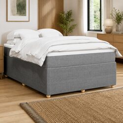 Queen Box Spring Bed with Pocket Sprung Mattress in Grey