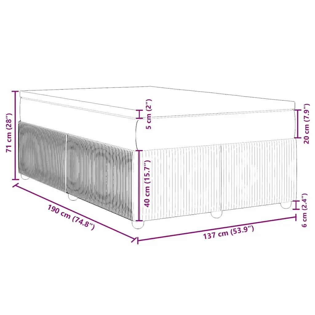 Box Spring Bed with Pocket Spring Mattress Double Grey Velvet Upholstered Frame
