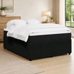 Double Box Spring Bed with Pocket Sprung Mattress in Black Velvet