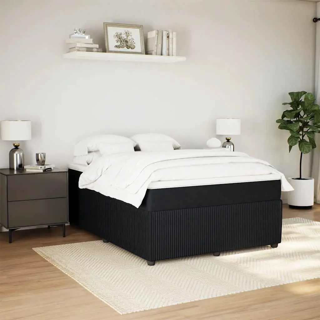 Double Box Spring Bed with Pocket Sprung Mattress Black Velvet Bedroom Furniture