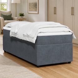 Grey Velvet Upholstered King Single Box Spring Bed