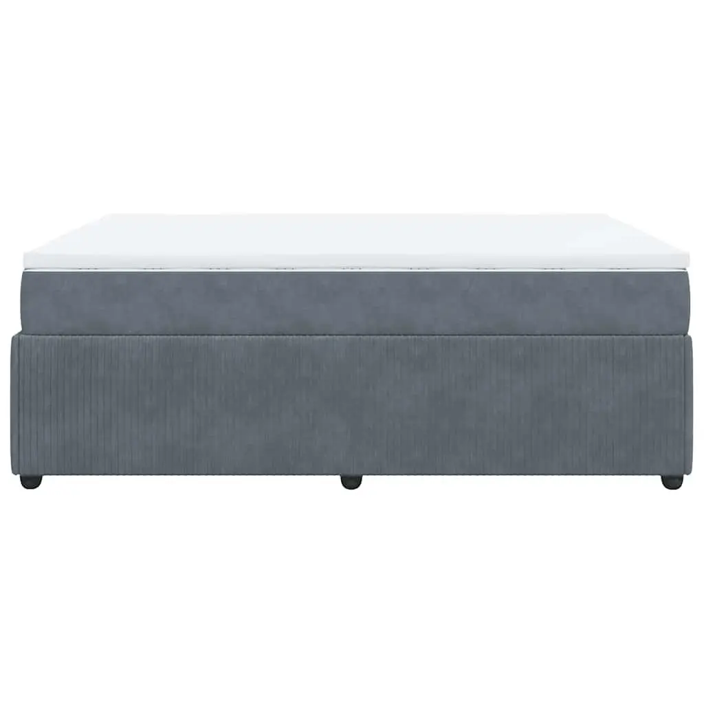 Box Spring Bed with Pocket Spring Mattress Queen Size Grey Velvet