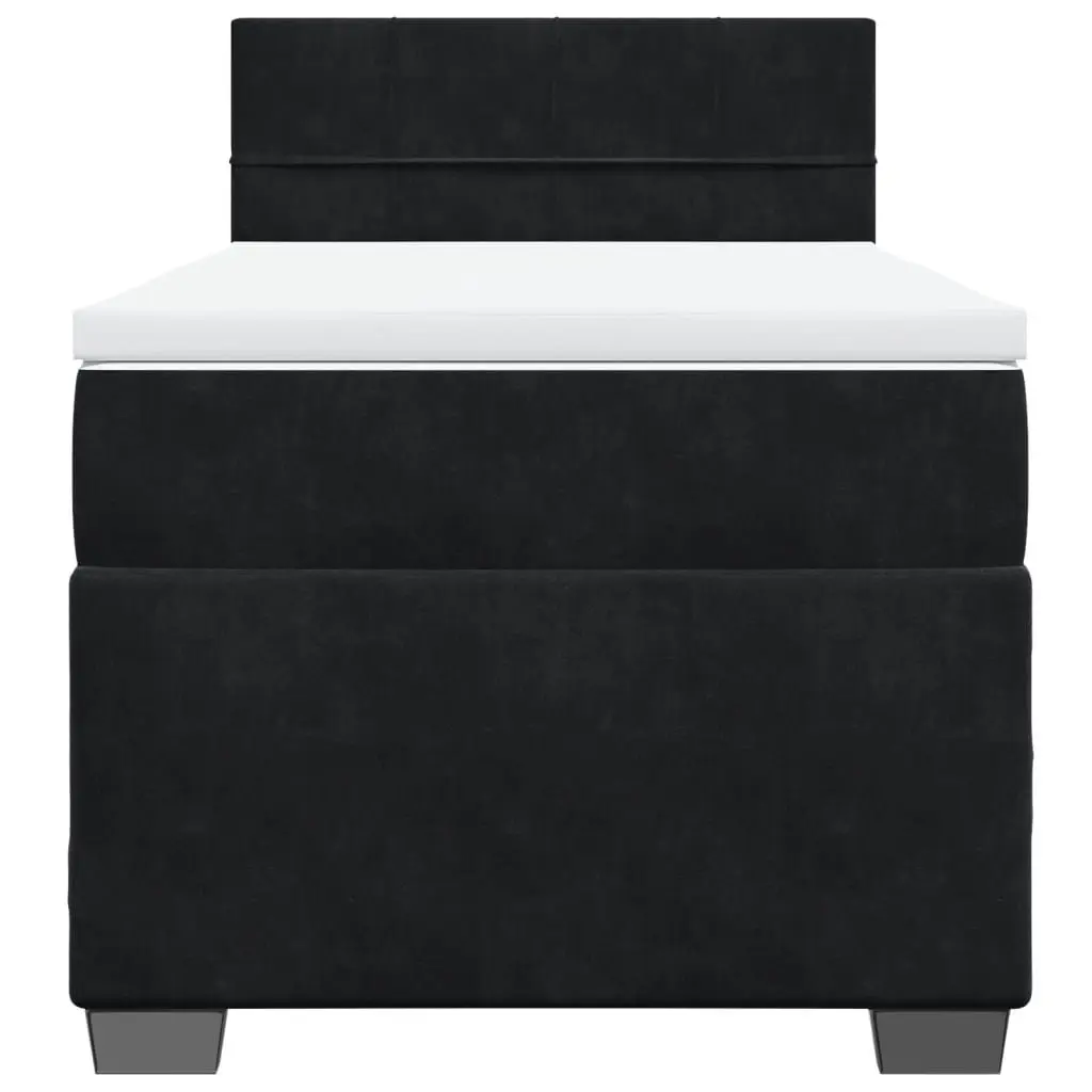 Box Spring Bed with Pocket Mattress King Single Black Fabric Frame
