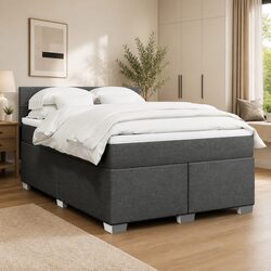 Double Box Spring Bed with Pocket Spring Mattress, Black